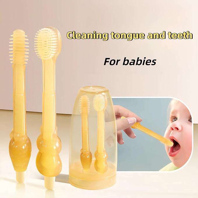 Baby Tooth Brush, Infant Toothbrush 6 to 12 Months and0-6 Months, Silione - Image 2