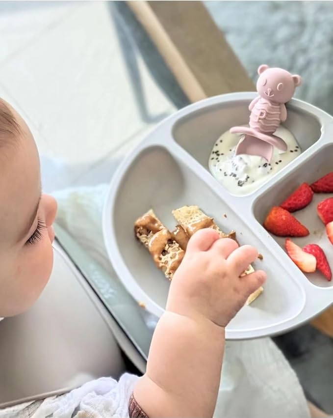 PandaEar Silicone Baby Feeding Set| 2 Pack Silicone Divided Suction Plate - Image 4