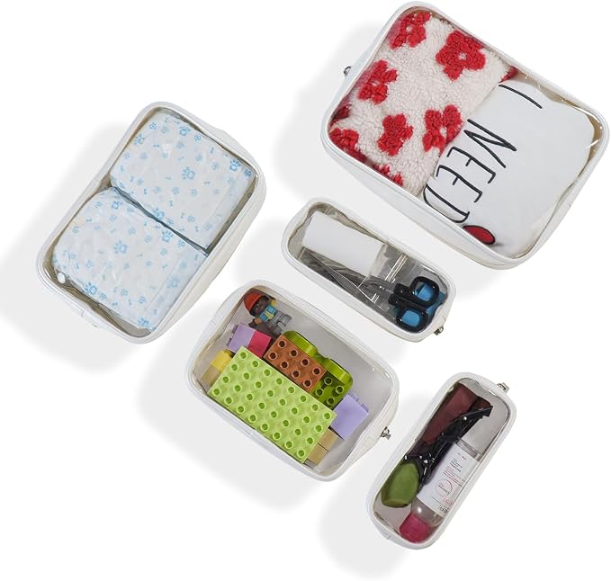 TSA Approved 5-Piece Diaper Bag Organizer Pouch Set Clear Waterproof TPU Kids - Image 5