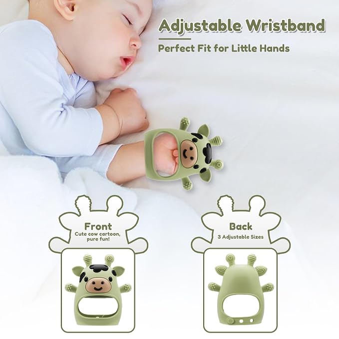 2 Pack Baby Teething Toys 0-6 6-12 Months, Adjustable Anti Dropping Wrist - Image 4
