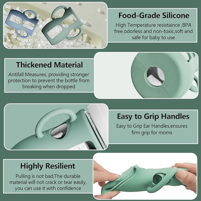 4 Pack Silicone Sleeves for Avent Natural Glass Bottles, Anti Breakage Baby - Image 3