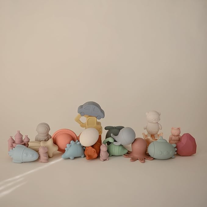 mushie Dino Bath Toys Play Set for Toddlers | 100% Food Grade Silicone | Mold - Image 3