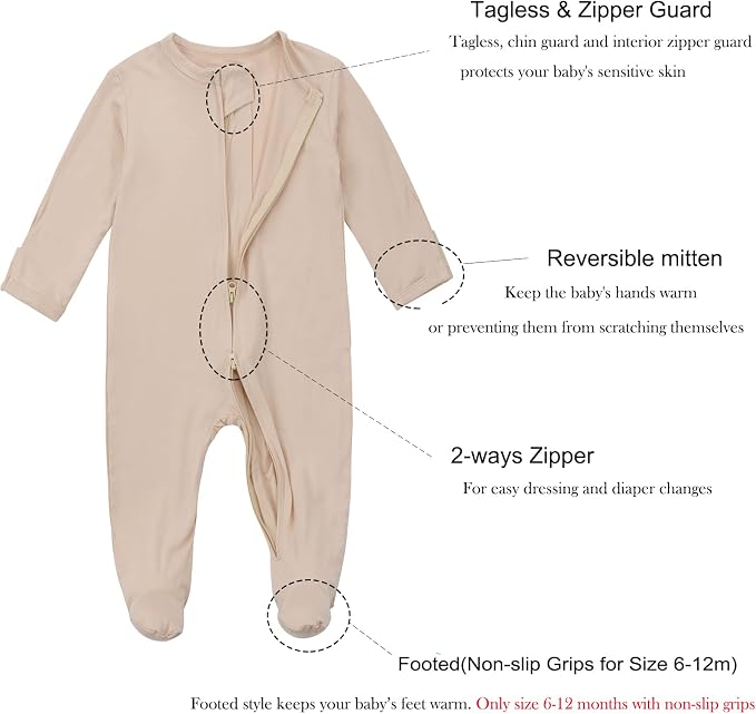 Aablexema Baby Footie Pajamas Zipper - Image 3