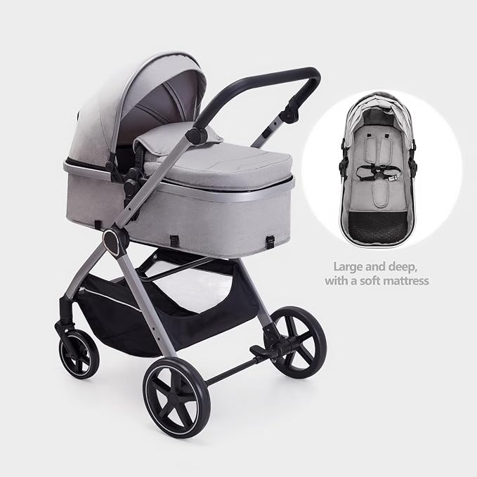 2 in 1 Baby Stroller, Newborn Infant Toddler Convertible Pram Stroller - Image 8