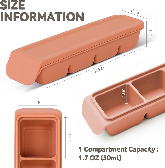 Silicone Freezer Trays with Lid, 1.7oz 4 Section - Image 4