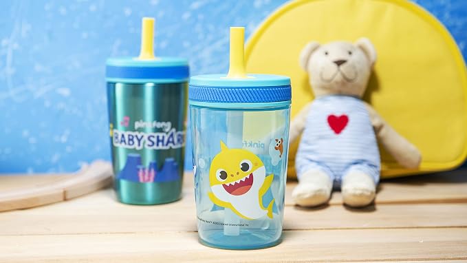 Zak Designs Baby Shark Kelso Tumbler Set, Leak-Proof Screw-On Lid - Image 8