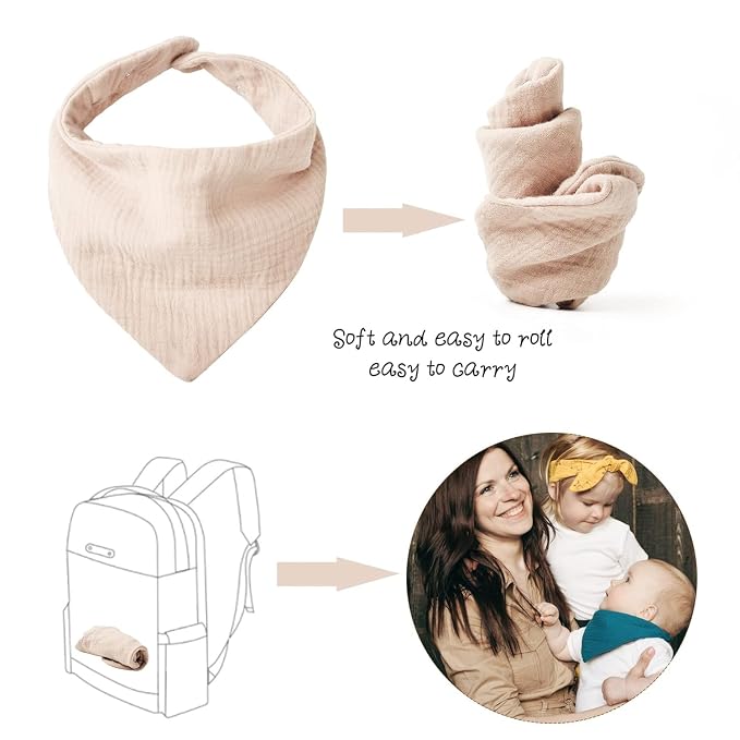 Konssy Muslin Baby Bibs 10 Pack Baby Bandana Drool Bibs 100% Cotton - Image 2