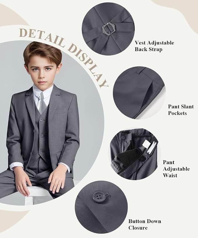 Visaccy Boys Suits Slim Fit Dress Clothes Ring Bearer Outfit - Image 2