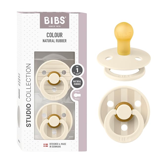 BIBS Pacifiers - Studio 2 Pack | Round Nipple Baby Pacifier | BPA Free Natural by BIBS