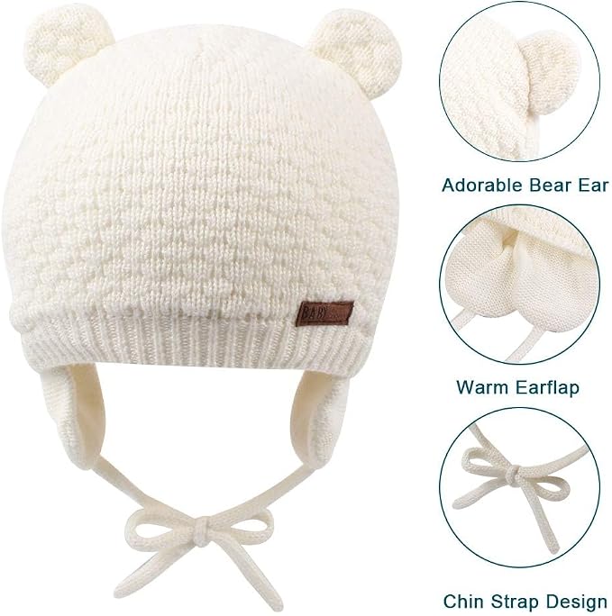 XIAOHAWANG Baby Hat Cute Bear Toddler Earflap Beanie Warm - Image 5
