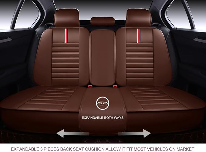 OASIS AUTO Car Seat Covers Premium Waterproof Faux Leather Cushion Universal - Image 7