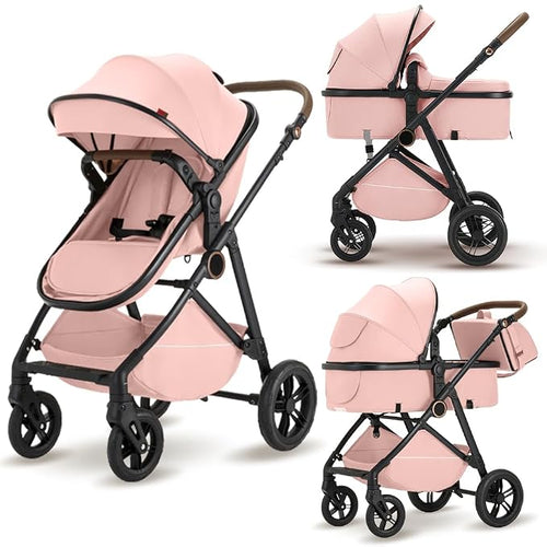 2 in 1 Baby Stroller, High Landscape Infant Stroller Pram Foldable Pushchair by wisesonle