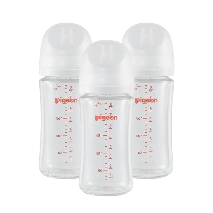 Pigeon Glass Nursing Bottle Wide Neck, Nurture & Nest, Anti-Colic, Streamlined by PIGEON