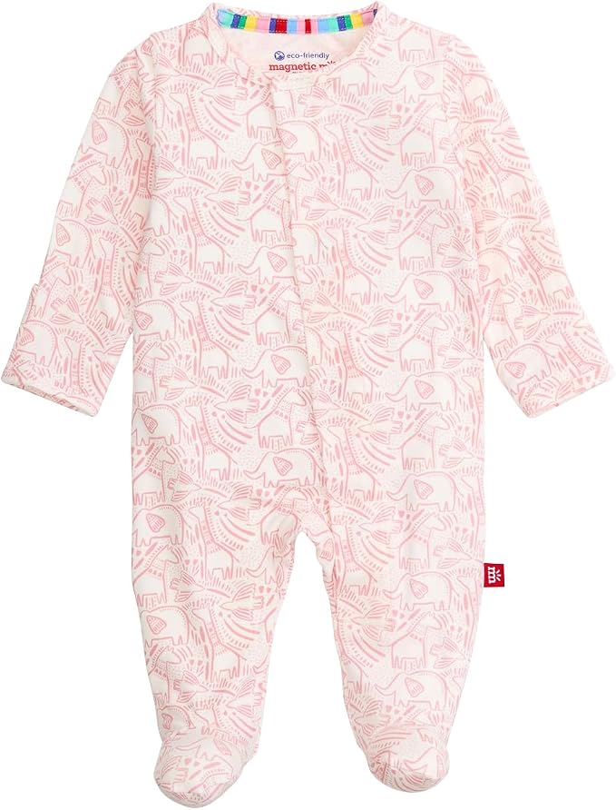 Magnetic Me Girls Modal Magnetic Baby Footie Pajamas | Silky Soft Modal Fabric by magneticme