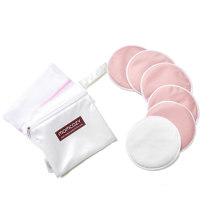 Momcozy Reusable Breast Pads 6 Count, Ultra Thin Washable Nursing Pads by Momcozy