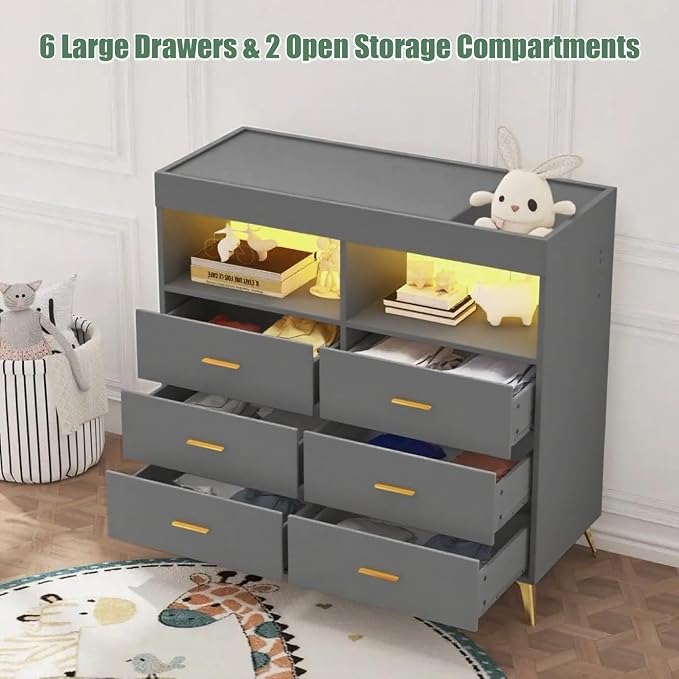 Changing Table Dresser with Drawers, Baby Dresser with Changing Table Top - Image 4