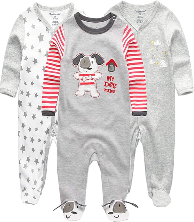 Kiddiezoom Baby and Toddler Boys'Snug Fit Footed One-Piece Romper Jumpsuit by Kiddiezoom