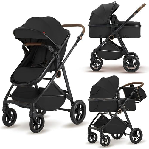 2 in 1 Baby Stroller, High Landscape Infant Stroller Pram Foldable Pushchair by wisesonle