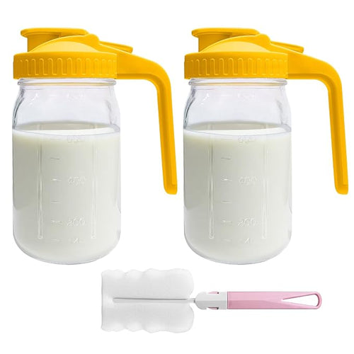 2 PACK Breast Milk Pitcher 32OZ Glass Breastmilk Pitcher by Riznpo