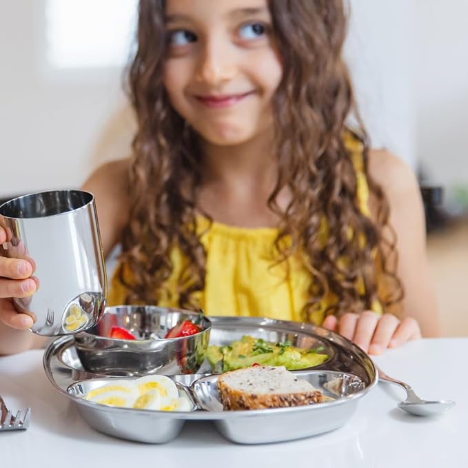 Ahimsa Stainless Steel Kids Dinnerware Set - Image 6