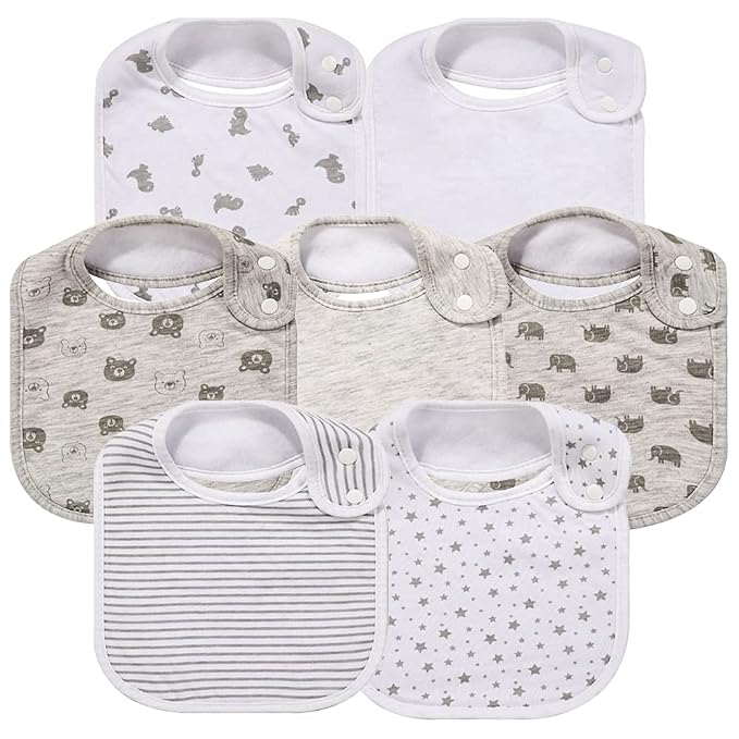 7 Pack Baby Cotton Absorbent Bibs by Gelisite