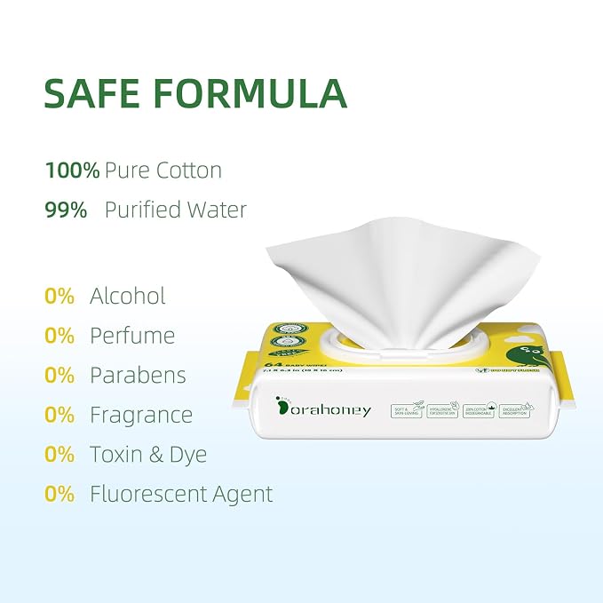 100% USA Cotton Baby Wipes, 99% Purified Water Unscented Wet Wipes - Image 3
