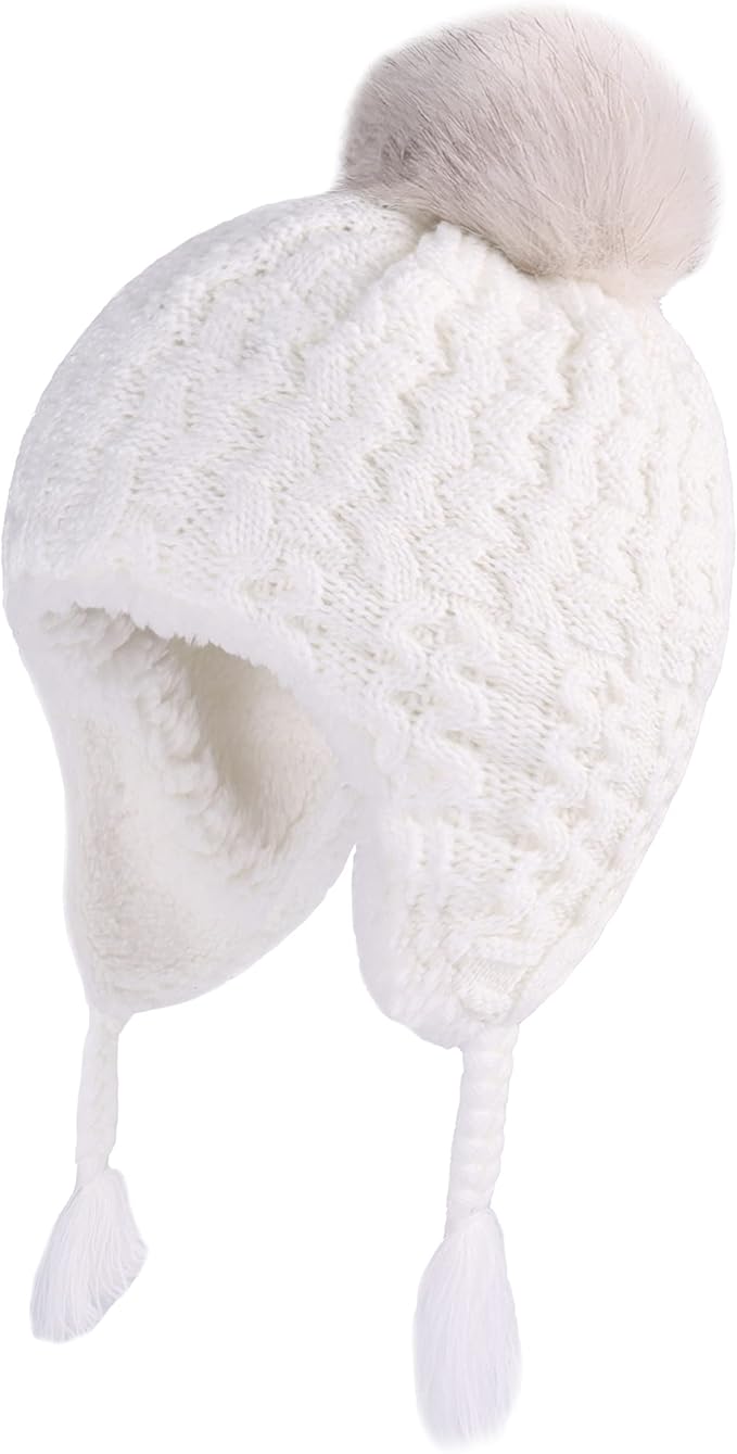 LANGZHEN Toddler Kids Infant Winter Hat, Earflap Knit Warm Cap Fleece Lined by LANGZHEN