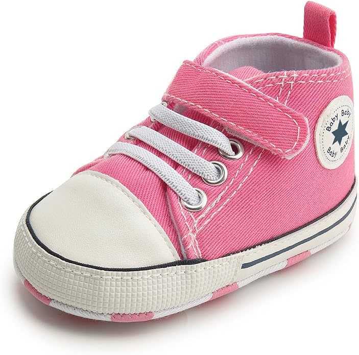 Meckior Baby Girls Boys Canvas Sneakers Soft Sole High-Top Ankle Infant First - Image 4