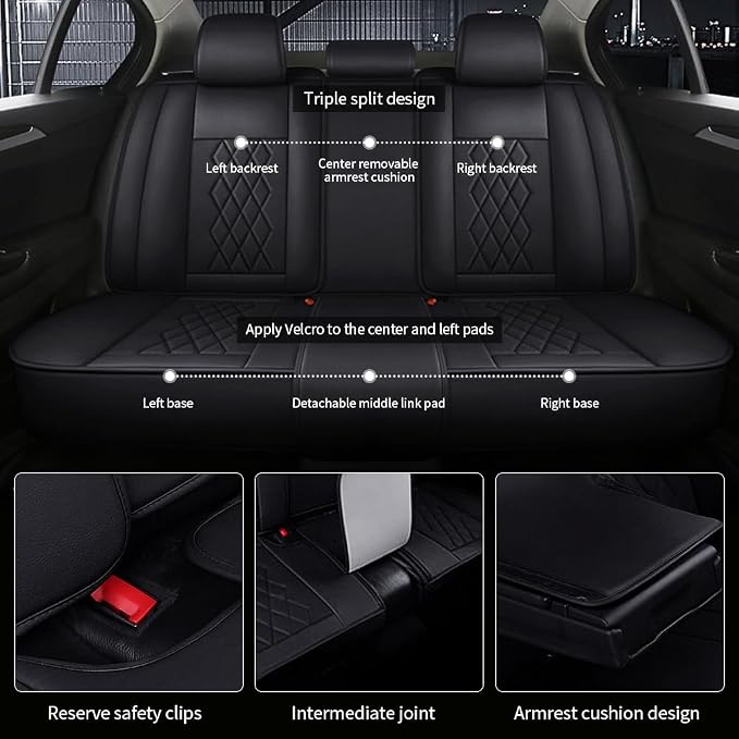 Leather Car Seat Covers for Volkswagen Atlas 2019-2023 Waterproof, Breathable - Image 3