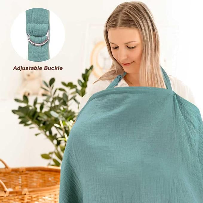 Muslin Nursing Cover for Breastfeeding, Privacy Breathable Breastfeeding Cover - Image 4