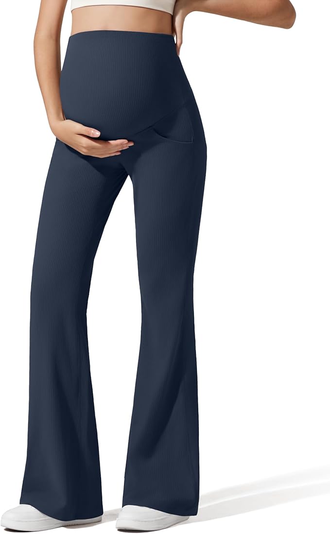 G4Free Ribbed Maternity Flare Yoga Pants by G4Free