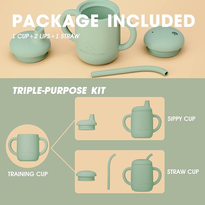 Cuddle Campus Sippy Cups 7OZ, Baby Cups, Shatterproof Silicone Straw Cup - Image 2