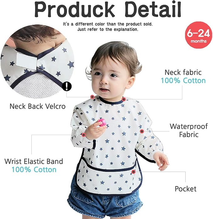 Long Sleeve Waterproof Bib for Toddlers – Feeding Smock for Baby Mealtime - Image 5