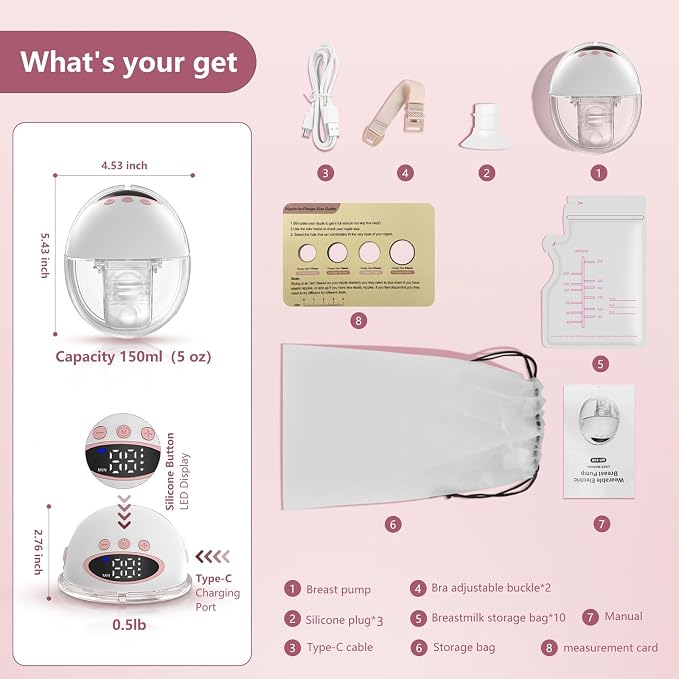Wearable Electric Breast Pump, Hands-Free Breastfeeding Pump - Image 7