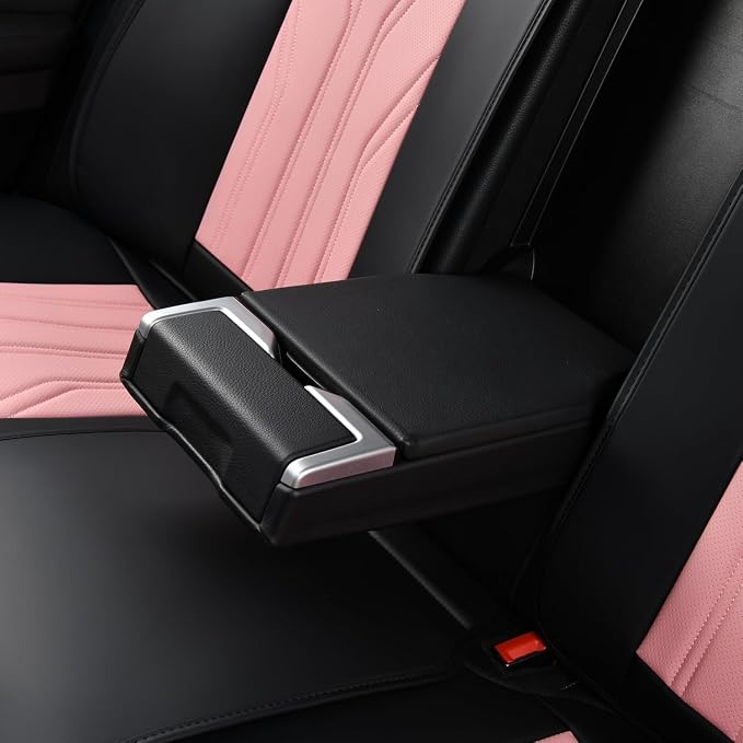 FLORICH Leather Seat Covers Pink Car Seat Covers Full Set Car Seat Protectors 5 - Image 7