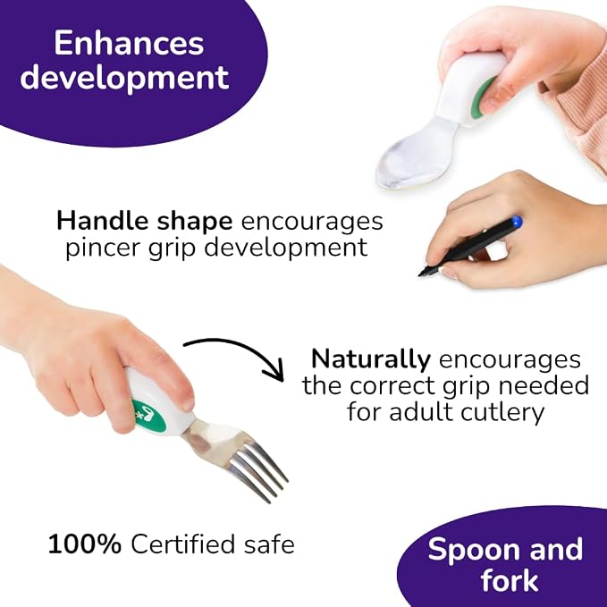 doddl Toddler Utensils, Ergonomic Fork and Spoon Set - Image 4