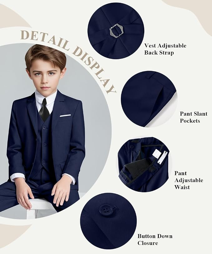 Visaccy Boys Suits Slim Fit Dress Clothes Ring Bearer Outfit - Image 2