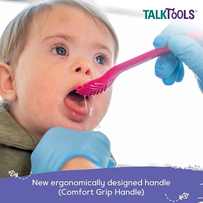 TalkTools Wee Bumpy Magenta Spoons | Provides oral awareness during feeding | - Image 4