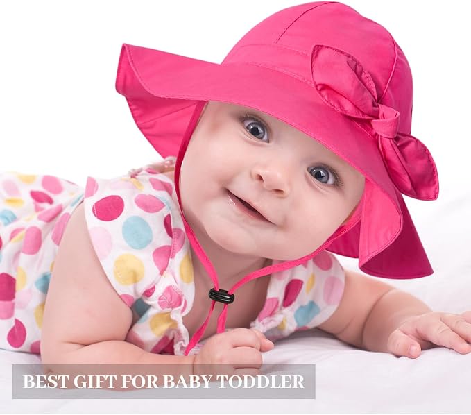 Baby Girl Sun Hat with UPF 50+ Outdoor Adjustable Beach Hat with Wide Brim - Image 3