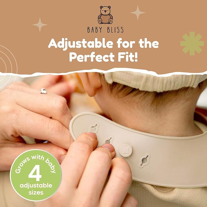 Silicone Bib 2-Pack: Safe, Food-Grade. Waterproof, Adjustable Neck Band - Image 2