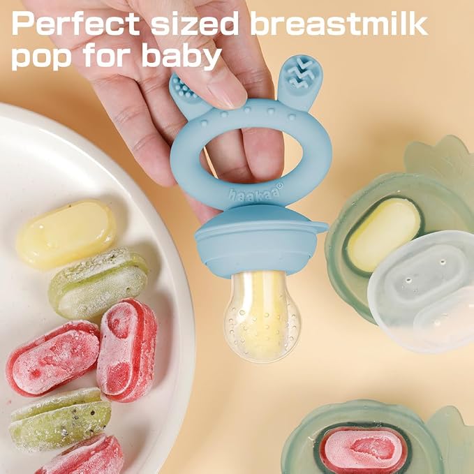 Haakaa Baby Fruit Food Feeder & Mini Freezer Nibble Tray Combo, Breastmilk - Image 3