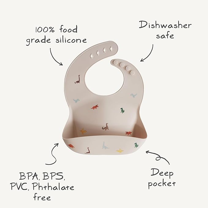 mushie Silicone Baby Bib | Adjustable Fit Waterproof Bibs - Image 9