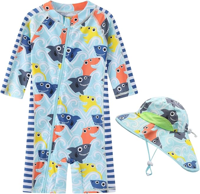 Toddler Baby Boys Swimsuit Rashguard One Piece Zipper Bathing Suit - Image 5