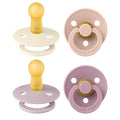 BIBS Colour Soother 4-Pack, BPA Free Dummy Pacifier, Round Nipple. Natural by BIBS