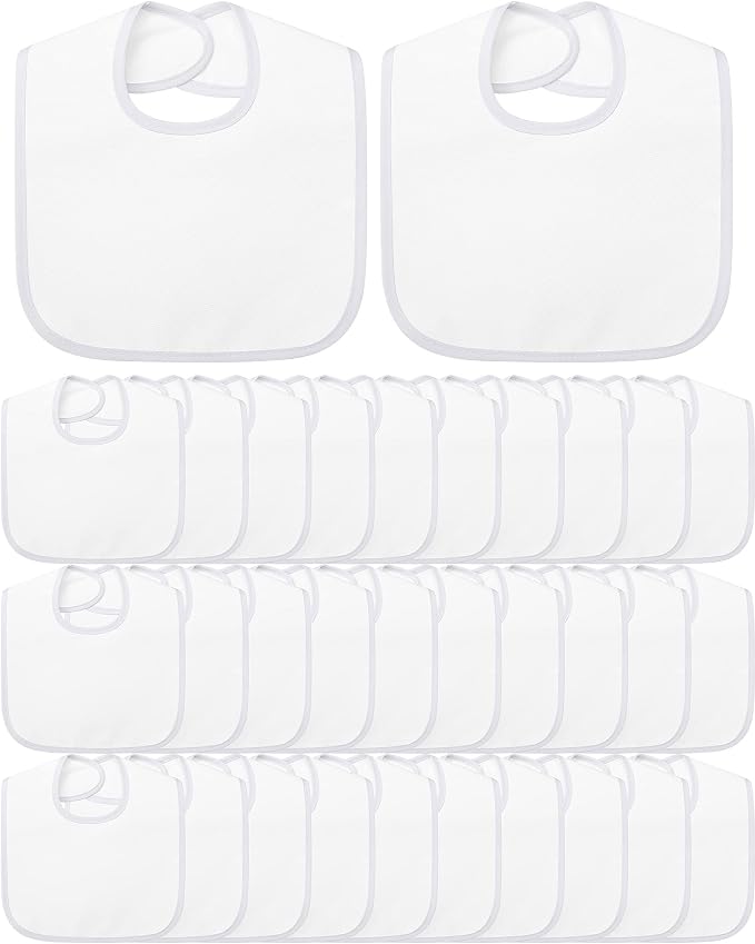 Foaincore 30 Pcs White Bibs for Baby 2 Ply Waterproof Absorbent White Bibs Bulk by Foaincore