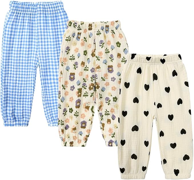 MYGBCPJS Baby Boys Girls Cotton Linen Trousers Kids Casual Ankle Pants Loose - Image 2