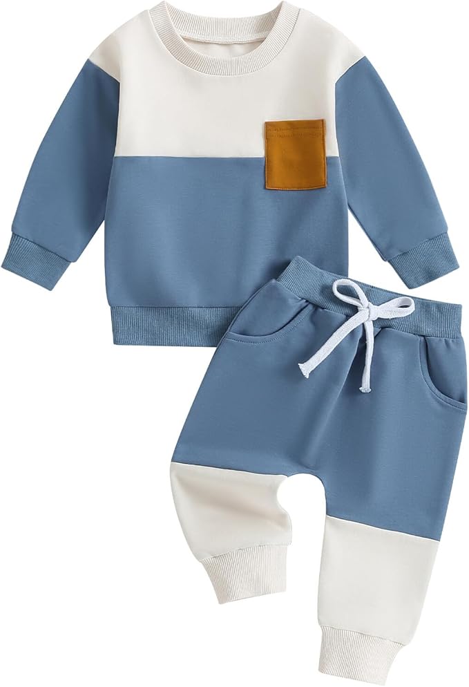 Kupretty Toddler Baby Boy Fall Winter Clothes Color Block Long Sleeve by Kupretty