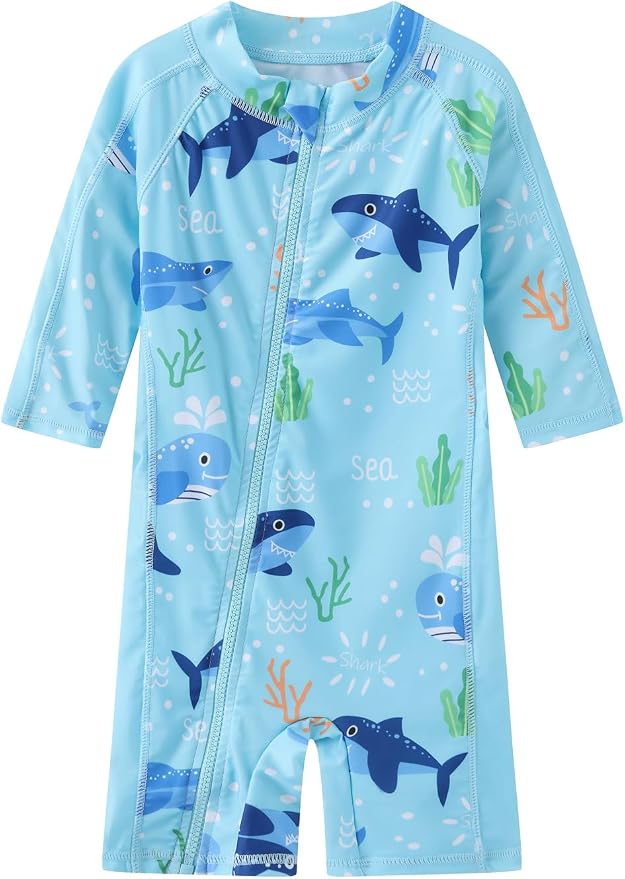 Toddler Baby Boys Swimsuit Rashguard One Piece Zipper Bathing Suit - Image 2