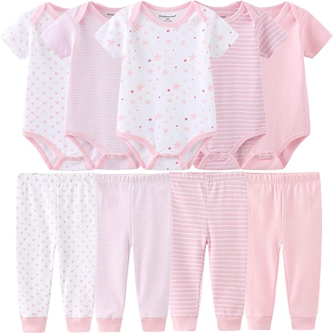 Baby Layette Set Baby Boys' 9-Piece Bodysuits Pants Set Toddler Girl Boy Unisex by Kiddiezoom