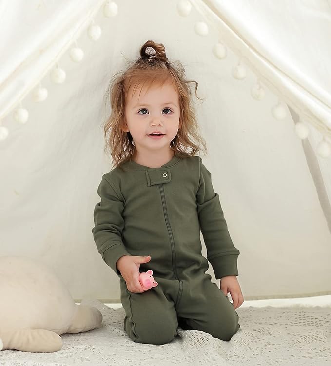 Owlivia Organic Cotton Baby Boy Girl Zip up Sleep 'N Play Pjs, Long Sleeve - Image 2